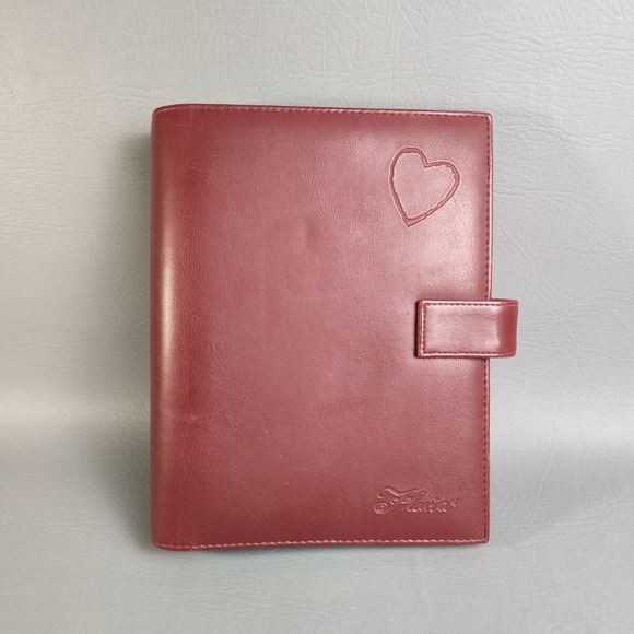 Day-Timer Other - Vintage Day Timer Flavia Planner Classic 7 Ring Organizer Burgundy Leather Heart